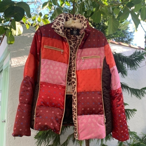 Bogner x Goan Thylmann Quilted Floral Patchwork & Leopard Print Goose Down Coat - Picture 2 of 16